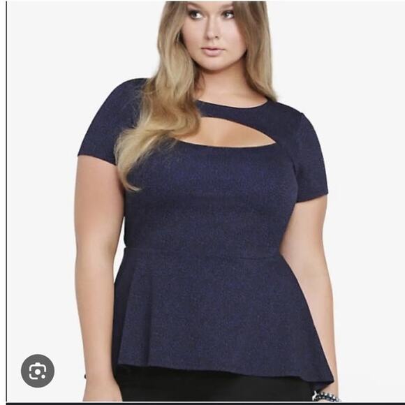 Torrid Leopard Animal Print Peekaboo Cutout Peplum Top 5X - Picture 1 of 4